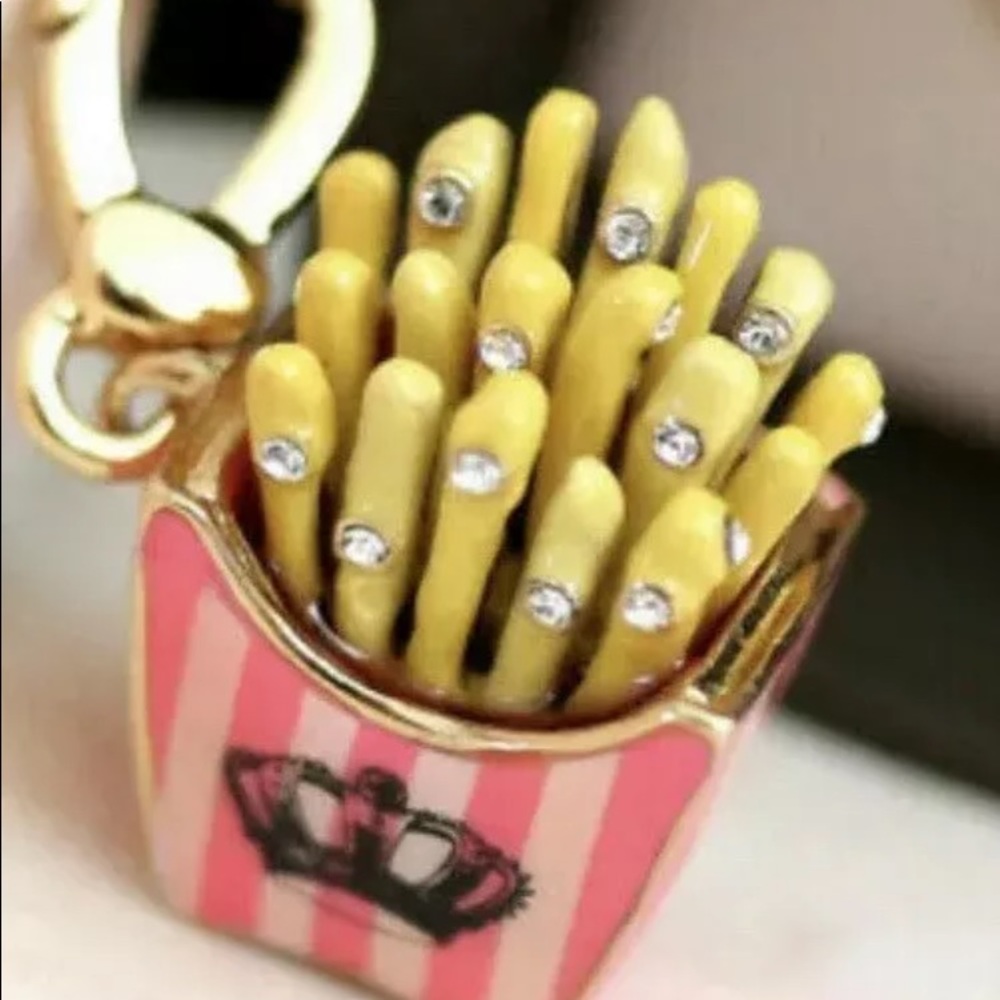 Juicy Couture French Fries Food charm Pink stripe NEW - Picture 1 of 4